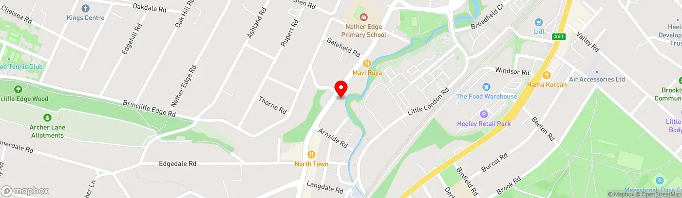 Map showing location at 629-631 Abbeydale Road, Sheffield, S7 1TB
